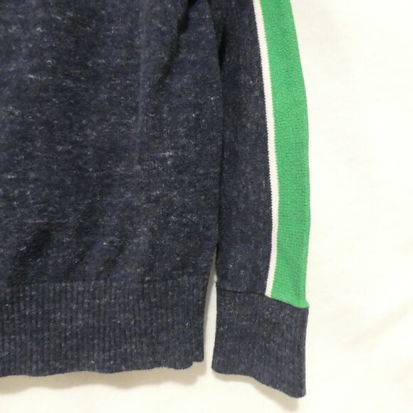 GAP KIDS | small | Navy Zip-Up Sweater With Green and White Striped Sleeves - Picture 14 of 14